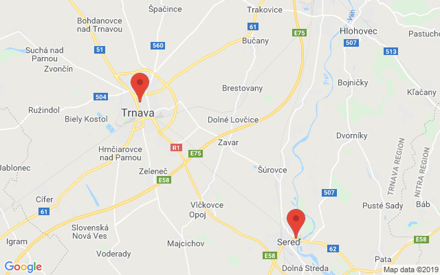 Google map: Štefánikova 47, 91701 Trnava